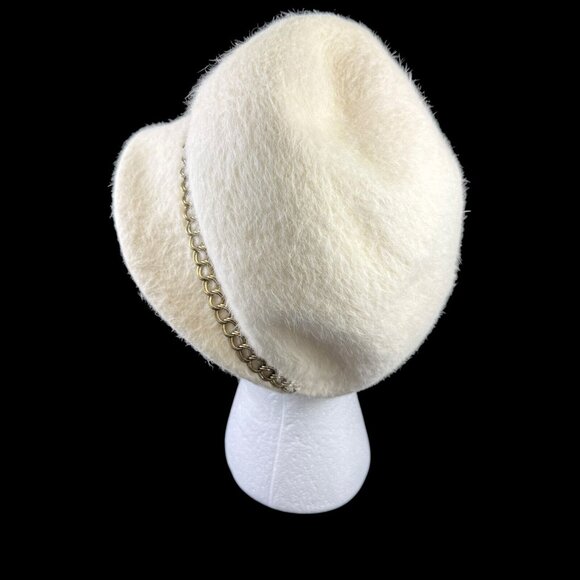 William Kitt White Wool Felt Hat with Chain Vintage 1960s Coronetta Italy - Picture 4 of 8